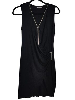 Bailey44 Black Ruched Zip Front Dress | Sleeveless Bodycon Cocktail Dress